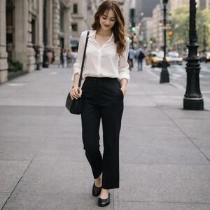 Clarks Unstructured Womens Black Leather Cap Toe Ballet Flats Shoes 6.5